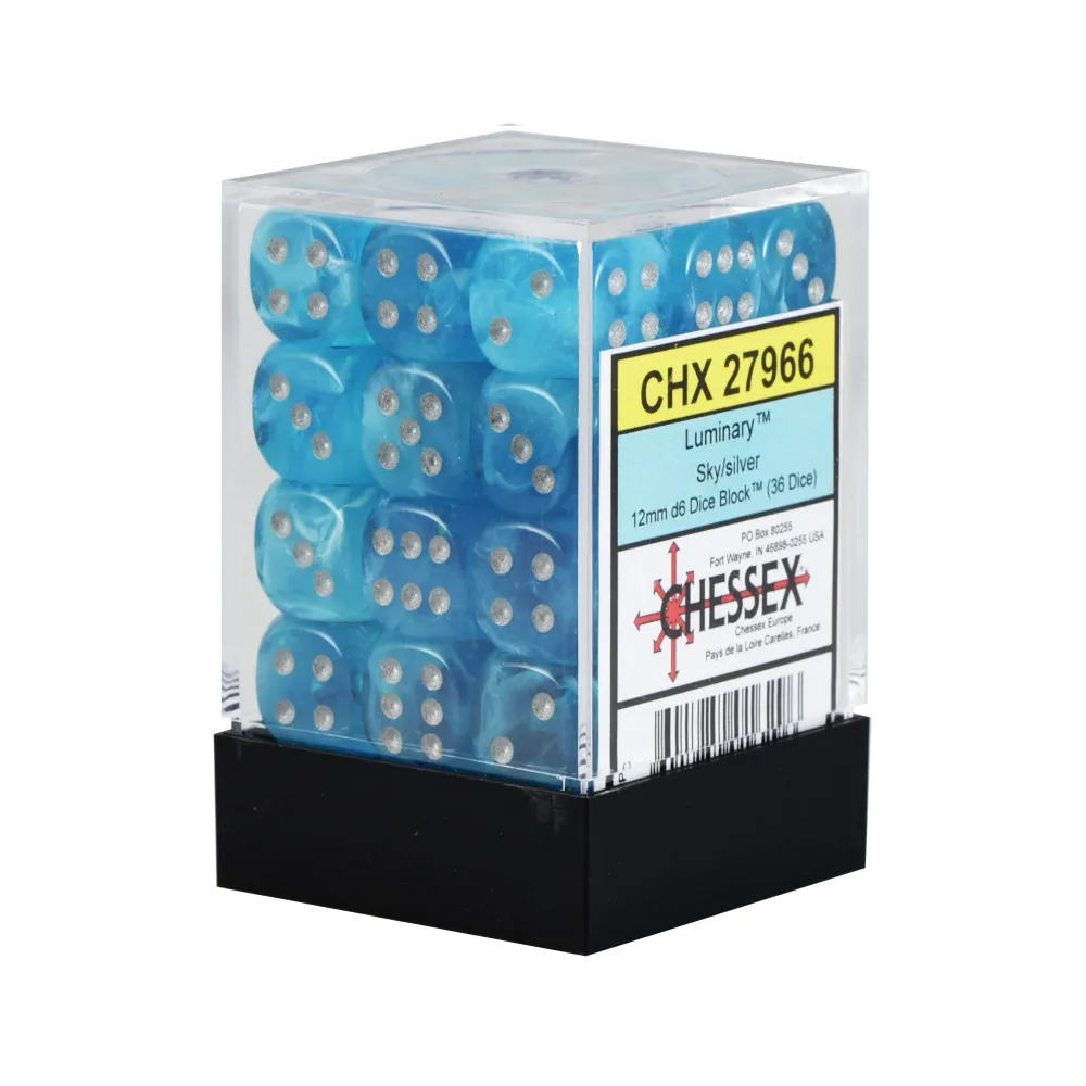 Levně Chessex sada 6-stěnných kostek 12mm – Luminary Sky/silver (36 ks)