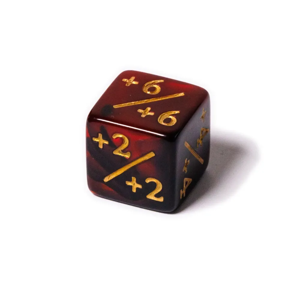 +1/+1 Counter d6 kostka - Mramorovaná Červená