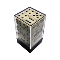 Chessex sada 6-stěnných kostek 16mm – Opaque Ivory/black (12 ks)