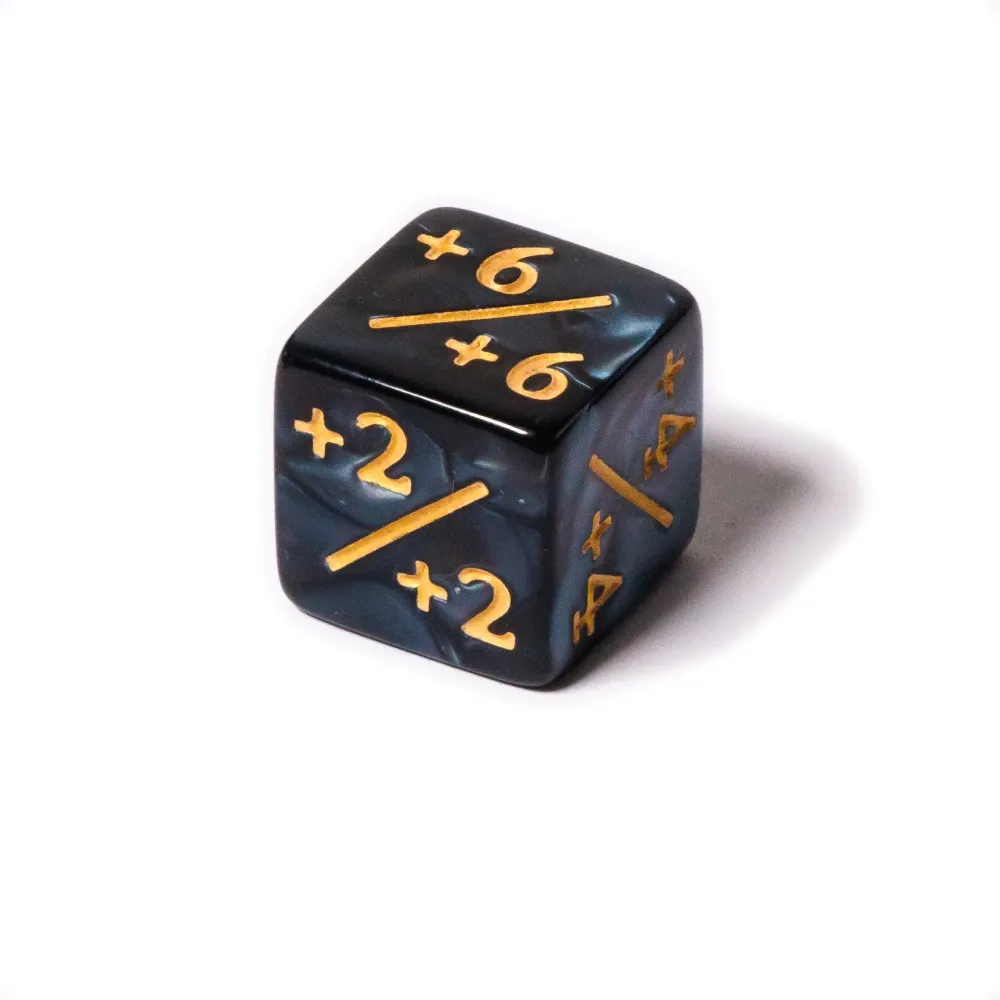 +1/+1 Counter d6 kostka - Mramorovaná Černá