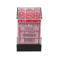Chessex 12mm d6 Dice Block – Translucent Pink/white (36 dice)
