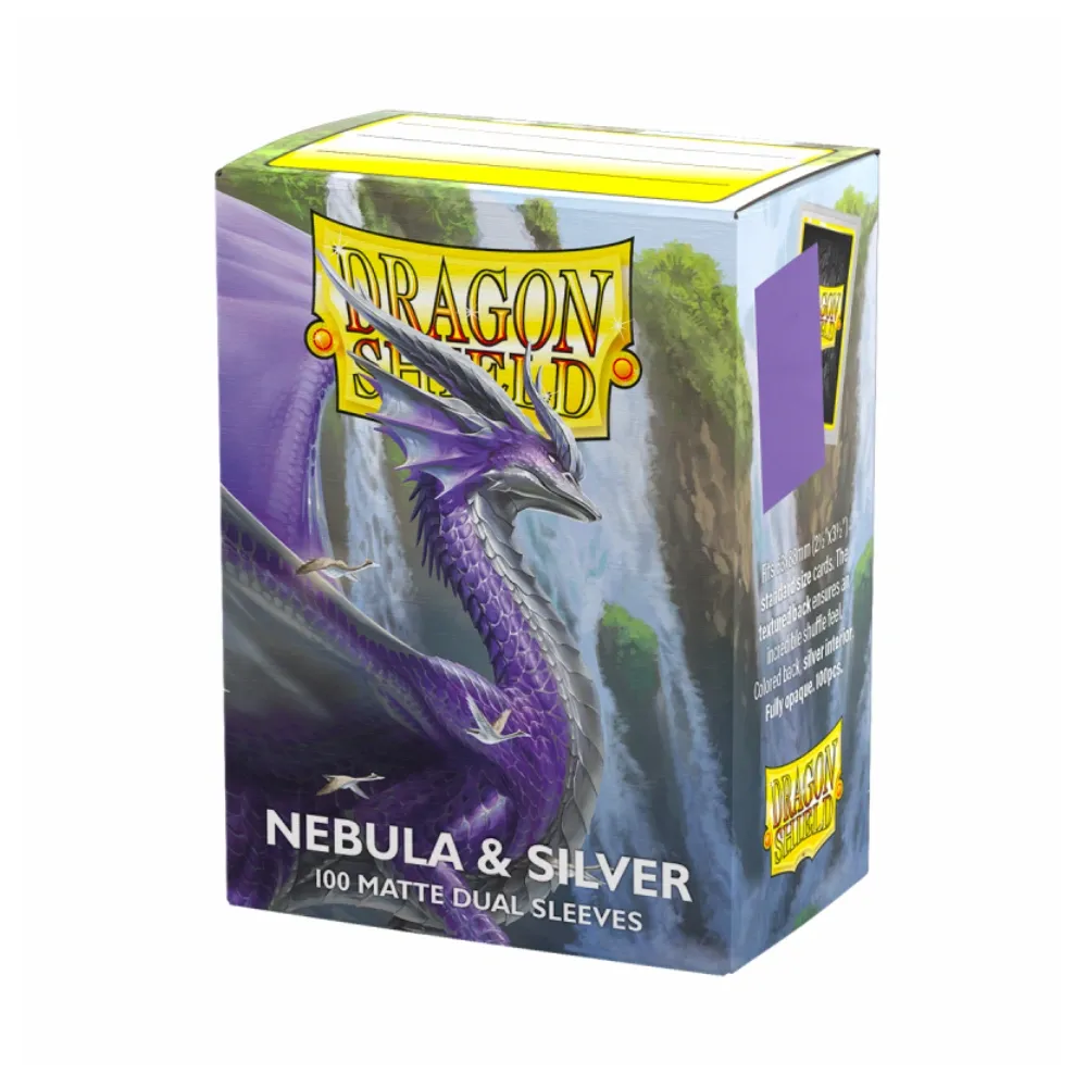 Dragon Shield Matte Dual obaly – Nebula & Silver (matné fialové/stříbrné obaly, 100 ks)