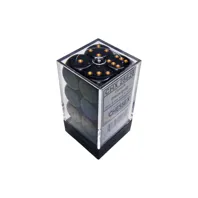 Chessex sada 6-stěnných kostek 16mm – Opaque Black/gold (12 ks)