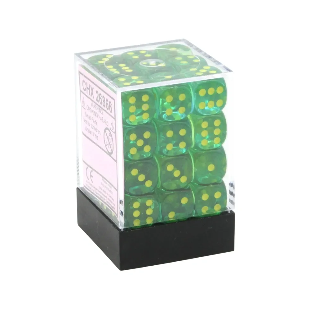 Levně Chessex sada 6-stěnných kostek 12mm – Gemini Translucent Green-Teal/yellow (36 ks)