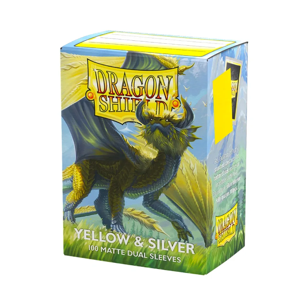 Dragon Shield Matte Dual obaly – Yellow & Silver (matné žlué/stříbrné obaly, 100 ks)