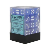 Chessex sada 6-stěnných kostek 12mm – Frosted Blue/white (36 ks)