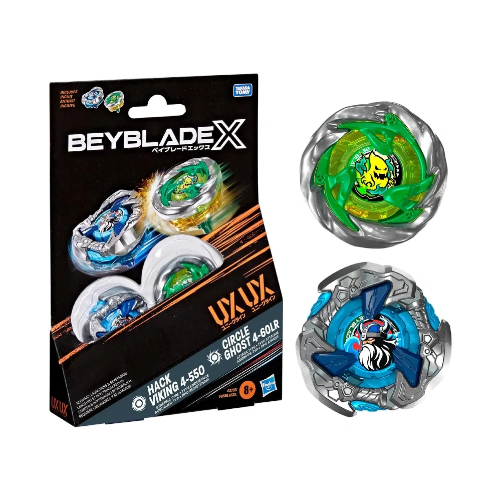 Beyblade X Circle Ghost 4-60LR UX & Hack Viking 4-55O UX Dual Pack Set