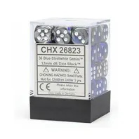 Chessex sada 6-stěnných kostek 12mm – Gemini Blue-Steel/white (36 ks)