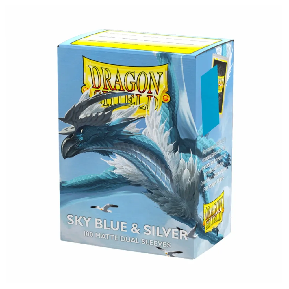 Dragon Shield Matte Dual obaly – Sky Blue & Silver (matné modré/stříbrné obaly, 100 ks)