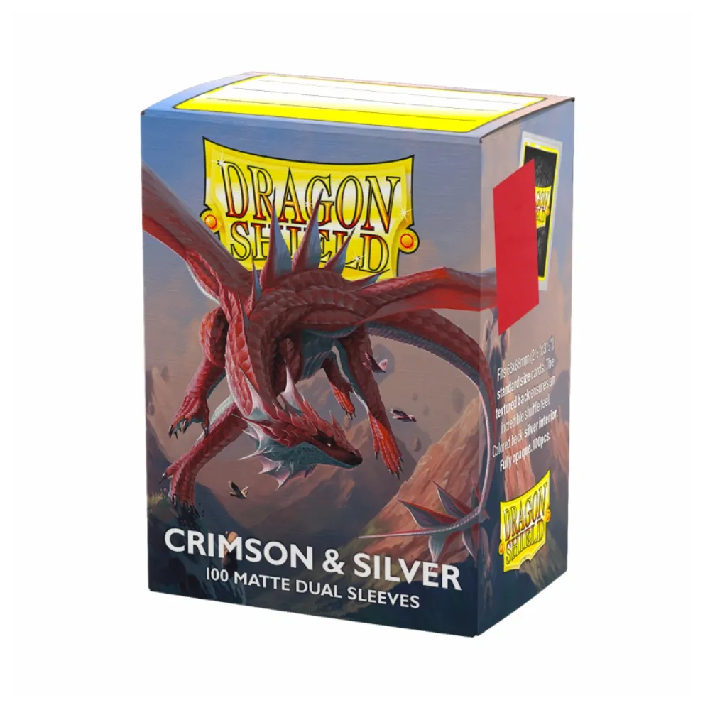Dragon Shield Matte Dual obaly – Crimson & Silver (matné červené/stříbrné obaly, 100 ks)