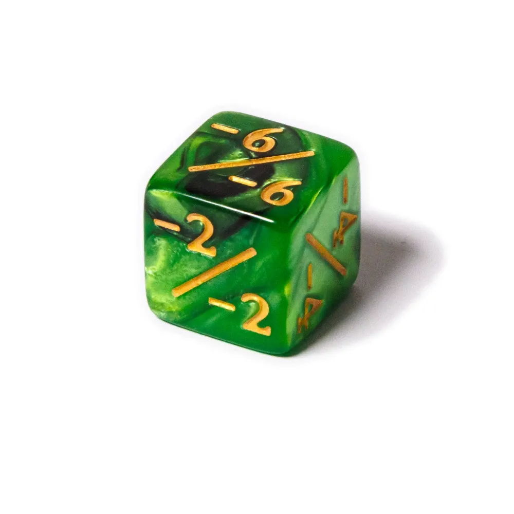 -1/-1 Counter d6 kostka - Mramorovaná Zelená