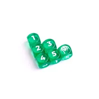 Najada Games d6 Die (Translucent, Green-White, Numbers)