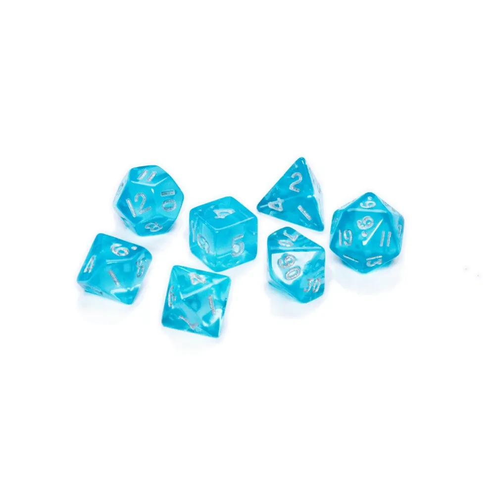 Sada 7 vícestěnných mini kostek - Modrá