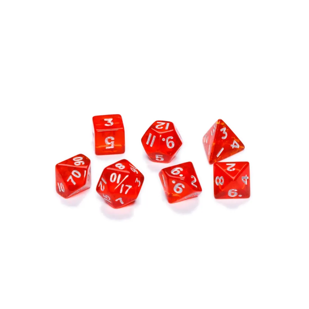 Sada 7 vícestěnných mini kostek - Červená