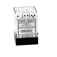 Chessex 12mm d6 Dice Block – Opaque White/black (36 dice)