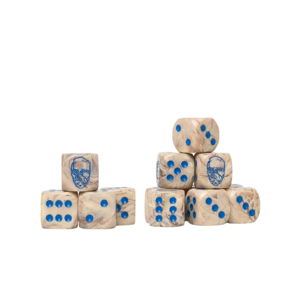 Conquest – Spires Logo on Bone Marbled Dice
