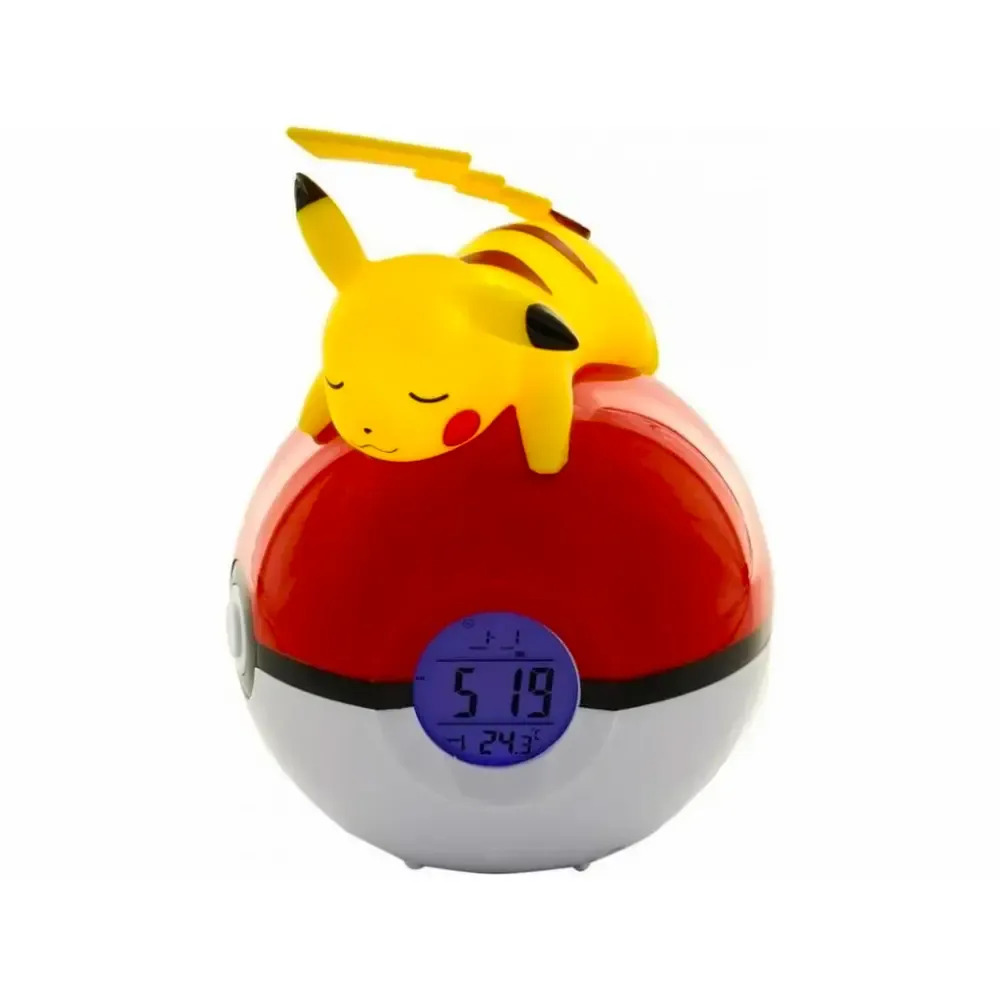 Pokémon Budík Pokeball Pikachu 18 cm se světlem