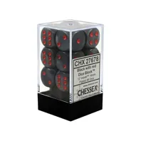 Chessex sada 6-stěnných kostek 16mm –Velvet Black/red (12 ks)