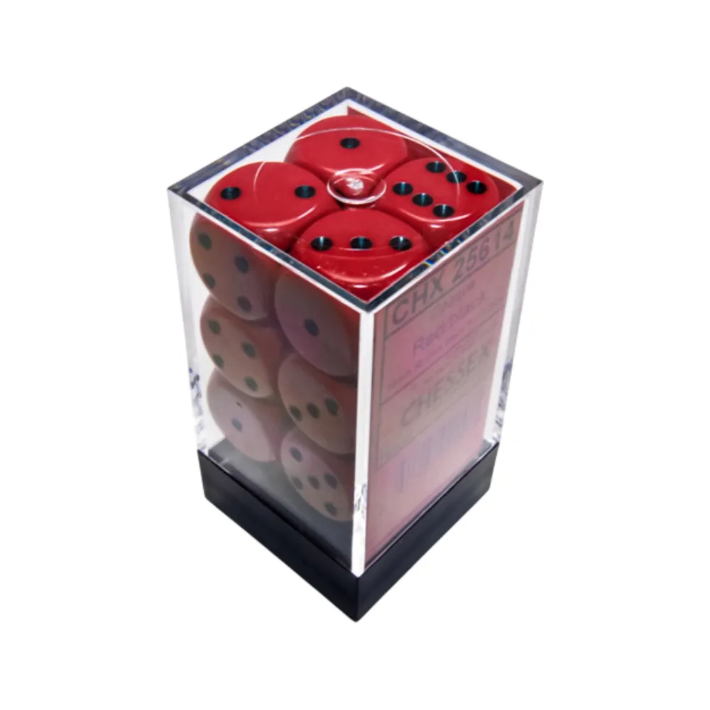 Levně Chessex sada 6-stěnných kostek 16mm – Opaque Red/black (12 ks)